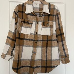 Plaid Button-Up Shirt Jacket